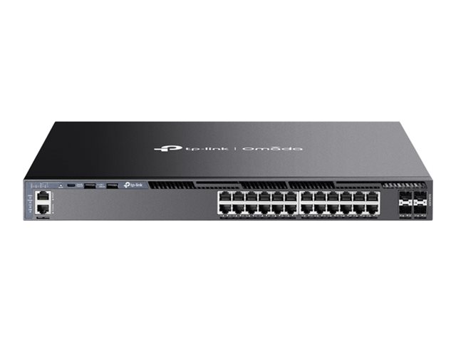 TP-Link Omada SG6428X V1 - Switch - L3 - Managed - 24 x 10/100/1000 + 4 x 10Gb Ethernet SFP+ (uplink / stacking) - front to back airflow - rack-mountable