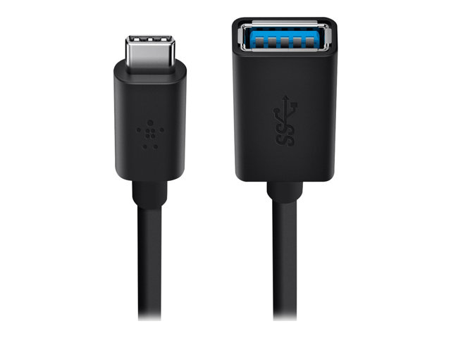 Belkin 3.0 USB-C to USB-A Adapter - USB adapter - 24 pin USB-C (M) reversible to USB Type A (F) - USB 3.0 - 3 A - black