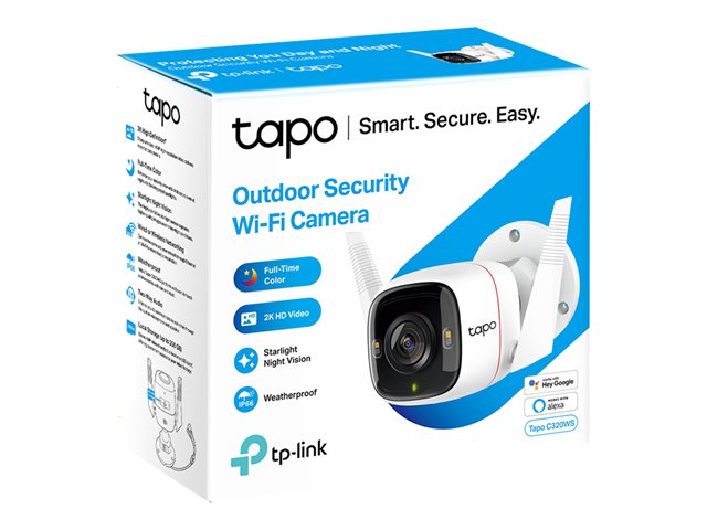 Tapo C320WS V1 - Network surveillance camera - outdoor - dustproof / weatherproof - colour (Day&Night) - 4 MP - 2560 x 1440 - 1440p - fixed focal - audio - wireless - Wi-Fi - GbE - H.264 - DC 9 V