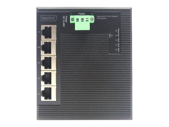 INDUSTRIAL 5-PORT GIGABIT FLAT SWITCH 5-PORT DIN RAIL EXTENDED TEMP. RANGE