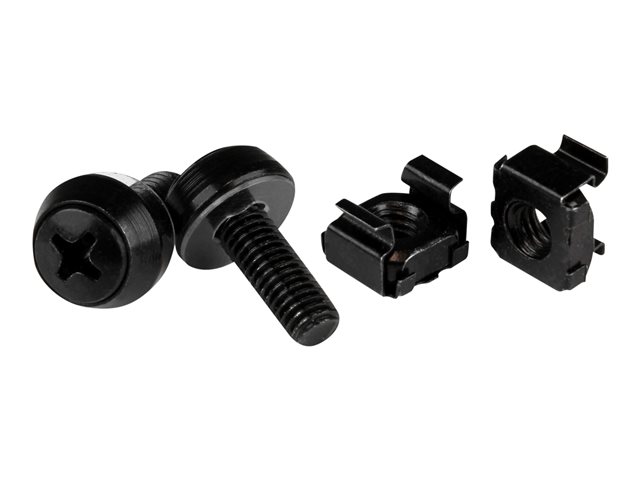 StarTech.com M6 x 12mm Screws and Cage Nuts - 100 Pack - M6 Mounting Screws and Cage Nuts for Server Rack and Cabinet - Black (CABSCREWM62B) - Rack screws and nuts - black - for P/N: RACK-18U-20-WALL-OA, RACK-21U-20-WALL-OA, RACK-24U-20-WALL-OA, RK12OD2, RK3236BKF