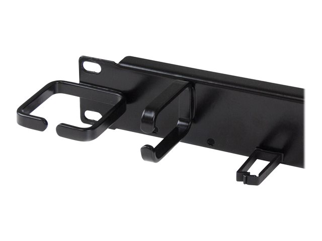 1U 19IN HORIZONTAL CABLE MANAGEMENT PANEL - FULL-FEATURED COMBO OF HORIZONTAL FINGER DUCTS VERTICAL/ HORIZONTAL D-RING HOOKS - DURABLE STEEL - ONE-PIECE CABLE MANAGER