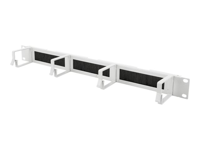 1U CABLE MANAGEMENT PANEL WITH BRUSH ENTRIES 4X ALUMINUM CABLE RINGS 44X60 MM GREY (RAL 7035)