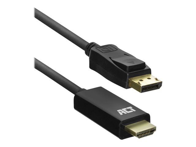 ACT - Hoge snelheid - adapterkabel - DisplayPort male naar HDMI male - 1.8 m - zwart - gevormd, ondersteunt 4K30Hz (3840 x 2160), 1920 x 1080 bij 60 Hz-ondersteuning