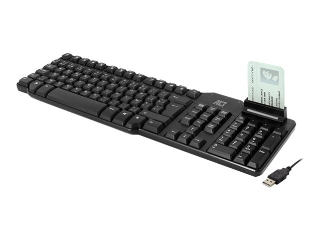 ACT AC5475 - Toetsenpaneel - met slimme lezer identiteitskaart - USB - AZERTY - Belgisch - zwart