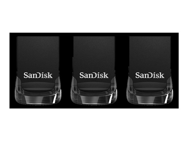 SanDisk Ultra Fit - USB flash drive - 32 GB - USB 3.1 - black (pack of 3)
