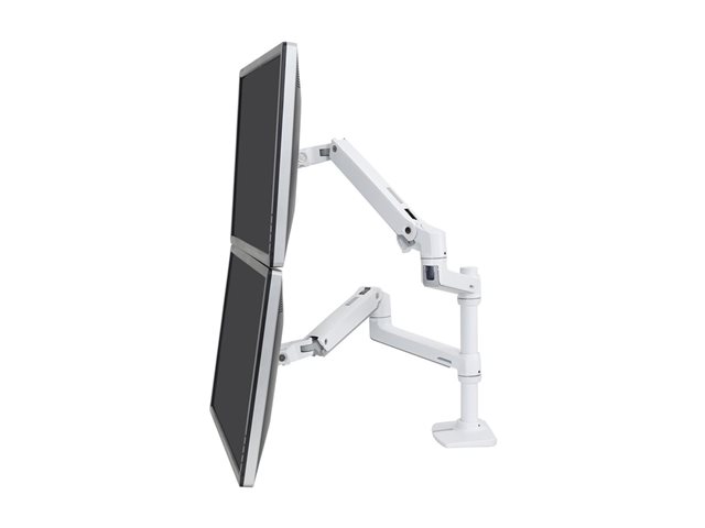 Ergotron LX - Mounting kit (desk clamp mount, pole, 2 articulating arms, 2 extension brackets) - for 2 LCD displays - aluminium, steel - white - screen size: up to 24\" - desktop