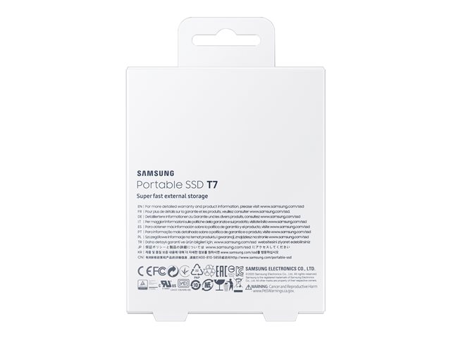 Samsung T7 MU-PC2T0T - SSD - encrypted - 2 TB - external (portable) - USB 3.2 Gen 2 (USB-C connector) - 256-bit AES - titan grey