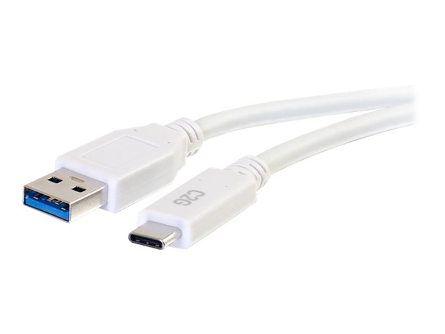 C2G 10ft USB C 3.0 to USB Cable - USB C to USB A - M/M - USB-kabel - USB type A (M) naar 24 pin USB-C (M) - USB 3.1 - 30 V - 3 A - 3.05 cm - wit