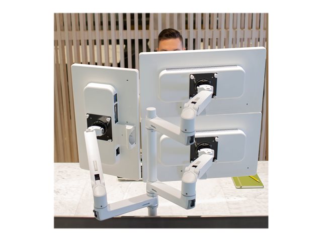Ergotron LX Extension and Collar Kit - Mounting component (articulating arm, installation hardware, cap cover, pole collar) - for Monitor - white with grey accents - pole mount - for P/N: 45-537-216