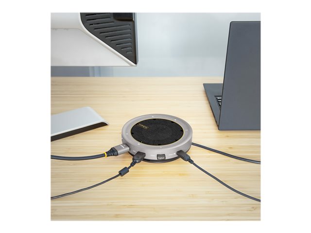StarTech.com USB-C Conference Speaker Mini Dock, Portable Boardroom Speaker and Multiport Adapter, USB-C to VGA or 4K 60Hz HDMI, 2x USB-A (5Gbps) Hub, Mic/Speaker - Teams/Zoom/Softphone Speakerphone (DKTBRSPMPD) - Mini-dock - USB-C / Thunderbolt 3 / Thunderbolt 4 - HDMI, VGA