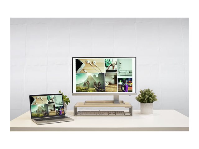 Wood Monitor Stand with Docking Station
