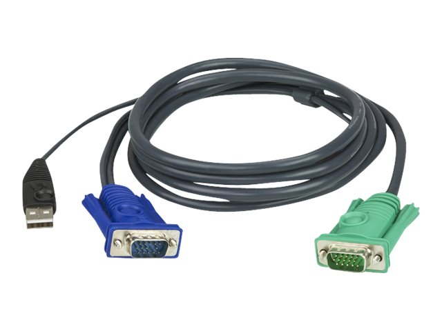 ATEN 2L-5202U - Keyboard / video / mouse (KVM) cable - USB, HD-15 (VGA) (M) to 15 pin SPHD (M) - 1.8 m - thumbscrews (pack of 4) - for ATEN CS1304 G2 0x1x4, CS1308 G2 0x1x8, CS1316 G2 0x1x16