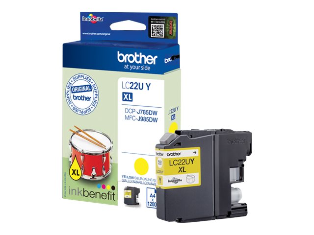 Brother LC22UY - XL - yellow - original - ink cartridge - for Brother DCP-J785DW, DCP-J785DWXL, MFC-J985DW, INKvestment Work Smart MFC-J985DW