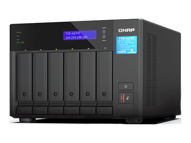 QNAP TVS-H674T - NAS server - 6 bays - SATA 6Gb/s - RAID RAID 0, 1, 5, 6, 10, JBOD, 50 - RAM 32 GB - 2.5 Gigabit Ethernet - iSCSI support