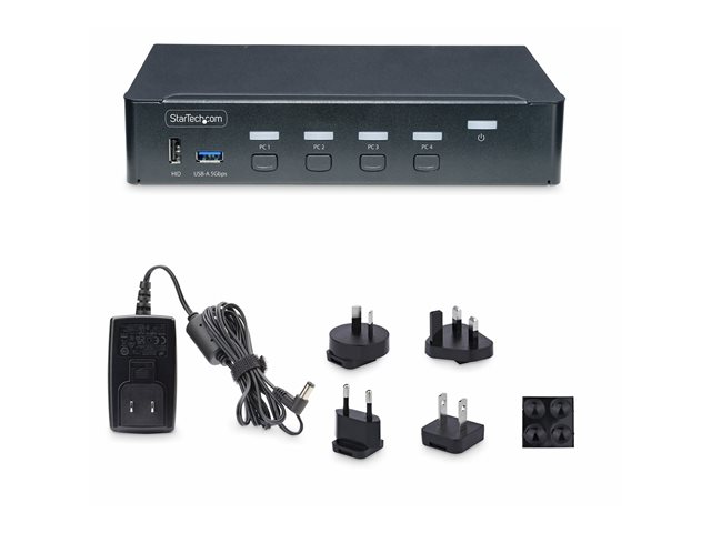 StarTech.com 4-Port DisplayPort KVM Switch, 4K 60Hz, TAA Compliant - KVM / audio / USB switch - 4 x KVM / audio / USB - 1 local user - desktop - TAA Compliant