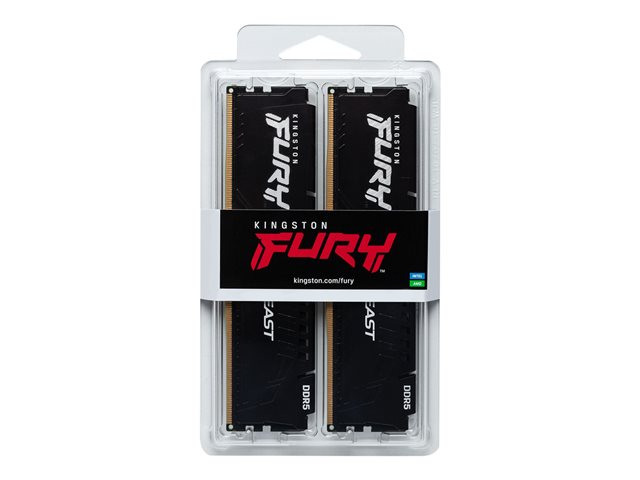 Kingston FURY Beast - DDR5 - kit - 64 GB: 2 x 32 GB - DIMM 288-pin - 6000 MHz / PC5-48000 - CL30 - 1.4 V - unbuffered - on-die ECC - black