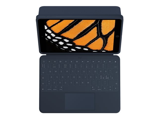 Logitech Rugged Combo 3 Touch for Education - Keyboard and folio case - with trackpad - Apple Smart connector - QWERTY - Pan Nordic - classic blue - academic - for Apple 10.2-inch iPad (7th generation, 8th generation, 9th generation)