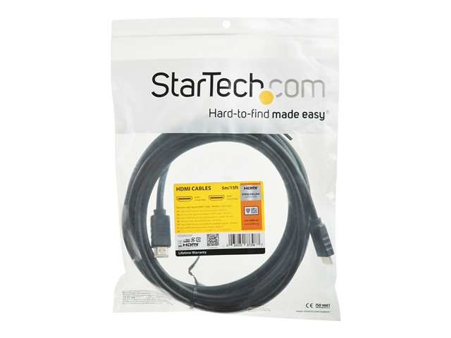 StarTech.com StarTech.com Premium Certified High Speed HDMI 2.0 Cable with Ethernet - 15ft 5m - 3D Ultra HD 4K 60Hz - 15 feet Long HDMI Male to Male Cord (HDMM5MP) - HDMI cable with Ethernet - HDMI male to HDMI male - 5 m - black - for P/N: KITBXAVHDPEU, KITBXAVHDPUK, KITBXDOCKPEU, KITBXDOCKPUK, USBC-HDMI-CDP2HD4K60