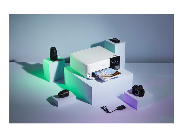Epson EcoTank ET-8500 - Multifunction printer - colour - ink-jet - refillable - A4/Letter (media) - up to 16 ppm (printing) - USB, LAN, Wi-Fi(ac), USB host - white
