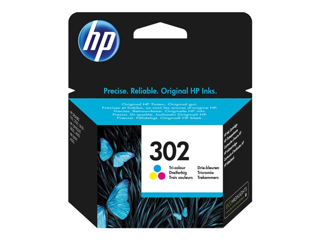HP 302 - 4 ml - colour (cyan, magenta, yellow) - original - ink cartridge - for Deskjet 1110, 21XX, 36XX, ENVY 45XX, Officejet 38XX, 46XX, 52XX