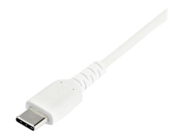StarTech.com 1m USB A to USB C Charging Cable, Durable Fast Charge & Sync USB 2.0 to USB Type C Data Cord, Rugged TPE Jacket Aramid Fiber M/M 3A White, Samsung S10, S20, iPad Pro, Pixel - Heavy Duty and Rugged - USB cable - USB (M) straight to 24 pin USB-C (M) straight - Thunderbolt 3 / USB 2.0 - 1 m - white