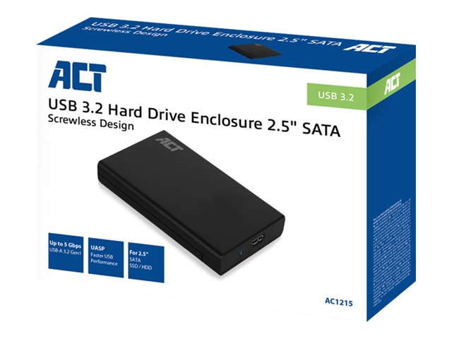Storage enclosure - 2.5\" - SATA 6Gb/s - USB 3.2 (Gen 1) - zwart