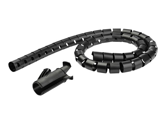StarTech.com 1.5m (4.9ft) Cable Management Sleeve - Spiral - 1\" (25mm) Diameter - W/ Cable Loading Tool - Black (CMSCOILED) - Cable sleeving kit - black - 1.5 m