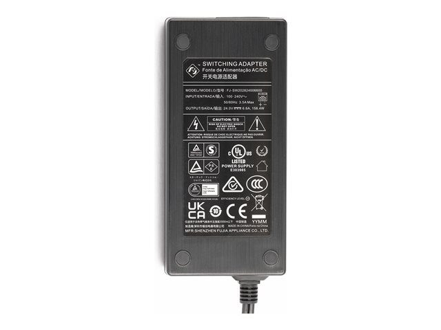 StarTech.com 160W Universal DC Power Adapter (24V/6.6A), 2-Wire Cord and 2/3-Pin Terminal Blocks, 100-240V AC/DC External Power Supply for Industrial USB Hubs, NA/UK/EU/ANZ Cords - 4ft/1.2m DC Power Cord (160W-POWER-ADAPTER) - Power adapter - AC 100-