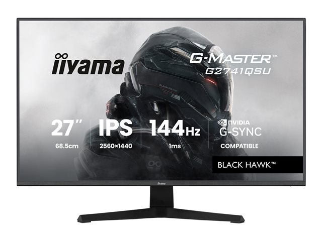 27\"WIDE LCD, G-Master Black Hawk, 2560 x 1440, QHD  144 Hz IPS panel, LED Bl., USB-Hub(2xOut v2.0),  350 cd/m², 1500:1 Static Contrast, 80.000.000:1 ACR, Speakers, DisplayPort(G-SYNC Compatible), HDMI, 1ms(MPRT), Black Tuner