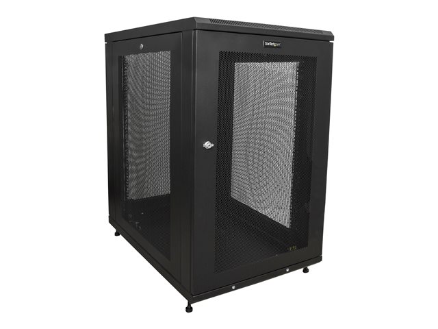 StarTech.com 18U Server Rack Cabinet, 4-Post Adjustable Depth (2\" to 30\") Network Equipment Rack Enclosure w/Casters/Cable Management/Shelf/Locking Dell PowerEdge, HP ProLiant ThinkServer - 18U Rack Cabinet (RK1833BKM) - Rack cabinet - 18U - 31\"