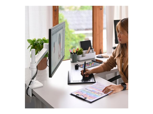Ergotron NX - Mounting kit (arm assembly, attachment hardware, base, pole, pivot) - for Monitor - white - screen size: up to 34\" - desk-mountable