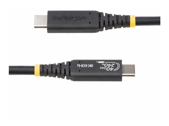StarTech.com 1m (3.3ft) USB4 Cable, USB-IF Certified USB-C Cable, 40 Gbps - USB cable - 24 pin USB-C (M) to 24 pin USB-C (M) - USB4 / Thunderbolt 3 / Thunderbolt 4 / DisplayPort 1.4 - 48 V - 5 A - 1 m - 8K60Hz support, 4K120Hz support, extended power range (EPR), Power Delivery 3.1 support, halogen-free, passive - black