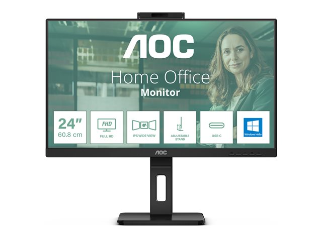 AOC Pro-line 24P3CW - LED monitor - 24\" (23.8\" viewable) - 1920 x 1080 Full HD (1080p) @ 75 Hz - IPS - 300 cd/m² - 1000:1 - 4 ms - HDMI, 2xDisplayPort, USB-C - speakers - black