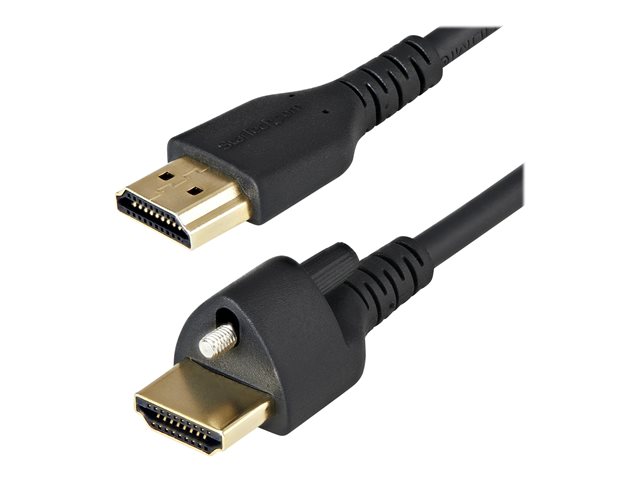 StarTech.com 2m (6ft) HDMI Cable with Locking Screw, 4K 60Hz HDR 10, High Speed HDMI 2.0 Monitor Cable with Locking Screw Connector for Secure Connection, HDMI Cable with Ethernet, M/M - Adjustable M3.0 Screw (HDMM2MLS) - Premium High Speed - HDMI cable with Ethernet - HDMI male to HDMI male locking - 2 m - black - 4K60Hz (3840 x 2160) support