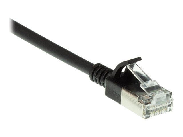 Zwarte 0.50 meter LSZH U/FTP CAT6A datacenter slimline patchkabel snagless met RJ45 connectoren - PolyBag