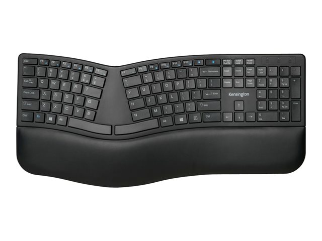 Kensington Pro Fit Ergo Wireless Keyboard - Keyboard - wireless - 2.4 GHz, Bluetooth 4.2 - French - black