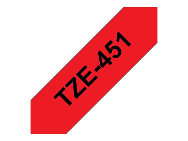 Brother TZe-451 - Standard adhesive - black on red - Roll (2.4 cm x 8 m) 1 cassette(s) laminated tape - for Brother PT-D600, P-Touch PT-3600, D800, E550, E800, P750, P900, P950, P-Touch EDGE PT-P750