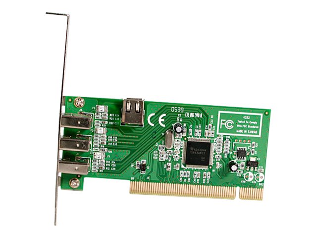 StarTech.com 4 port PCI 1394a FireWire Adapter Card - 3 External 1 Internal FireWire PCI Card for Laptops (PCI1394MP) - FireWire adapter - PCI - Firewire - 3 ports