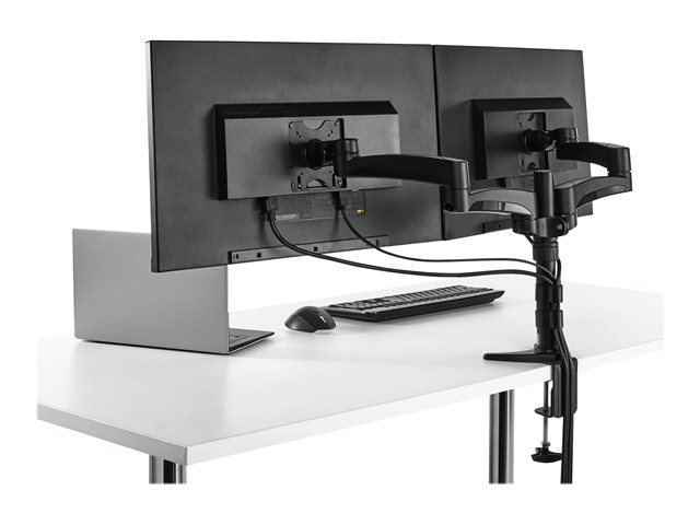 StarTech.com Desk Mount Dual Monitor Arm - Articulating - Supports Monitors 12\" to 24\" - Adjustable VESA Monitor Arm - Grommet or Desk Mount - Black (ARMDUAL) - Mounting kit - adjustable arm - for 2 LCD displays - plastic, steel - black - screen size: 12\"-24\" - desk-mountable - for P/N: ACCSMNT, ARMSTSLG, DK30A2DH, DK30C2DAGPD, DK30C2HAGPD, TB3DK2DPM2, TB3DK2DPPD