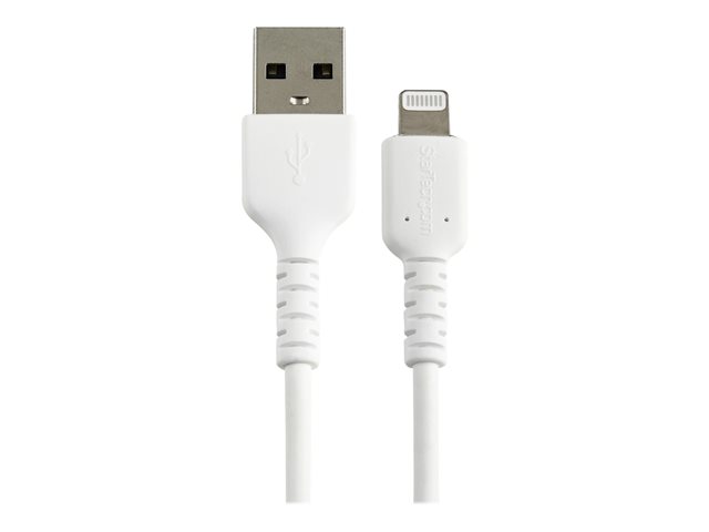 StarTech.com 6 in(15cm) Durable White USB-A to Lightning Cable, Heavy Duty Rugged Aramid Fiber USB Type A to Lightning Charger/Sync Power Cord, Apple MFi Certified iPad/iPhone 12 Pro Max - iPhone 7/8/11/11 Pro - Lightning cable - USB male to Lightning male - 15 cm - white