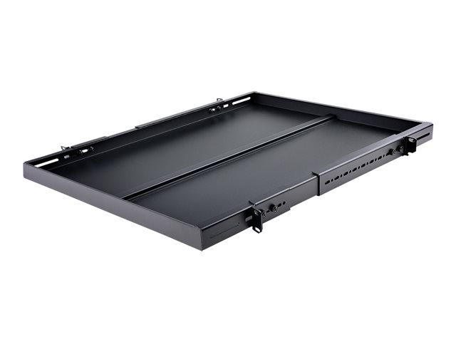StarTech.com 1U Adjustable Server Rack Mount Shelf - 175lbs - 19.5 to 38in Deep Universal Tray for 19\" AV, Data & Network Equipment Rack (ADJSHELFHD) - Rack shelf - black - 1U - 19\" - for P/N: RK1233BKM, RK2433BKM, RK2537BKM, RK3236BKF, RK4236BKB, RK