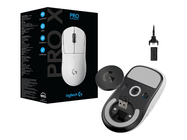 Logitech PRO X SUPERLIGHT Wireless Gaming Mouse - Mouse - optical - 5 buttons - wireless - 2.4 GHz - USB Logitech LIGHTSPEED receiver - white