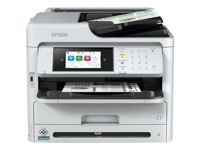 Epson WorkForce Pro WF-M5899DWF - Multifunction printer - B/W - ink-jet - 216 x 297 mm (original) - A4/Legal (media) - up to 25 ppm (printing) - 330 sheets - 33.6 Kbps - USB 2.0, Gigabit LAN, Wi-Fi(ac)
