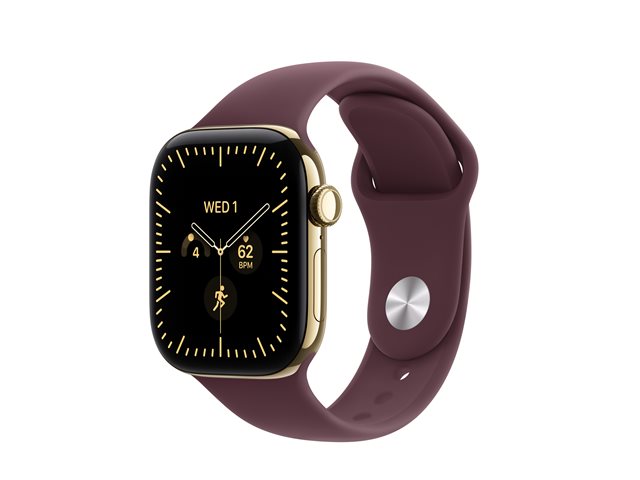 Apple Watch Series 12 GPS + Cellular 42mm Radiant Gold Titanium Case with Burgundy Sport Band - S/M