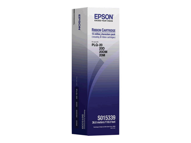 Epson SIDM Black Ribbon Cartridge for PLQ-20/22/30, 3-Pack (C13S015339)