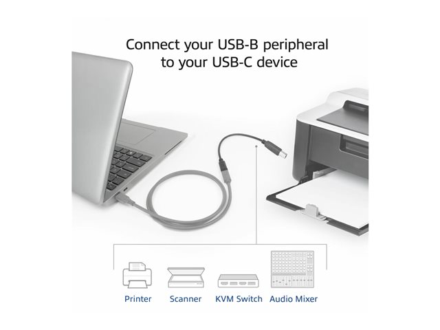 USB Type-C female to USB-B 2.0 printer adapter cable 0.2m