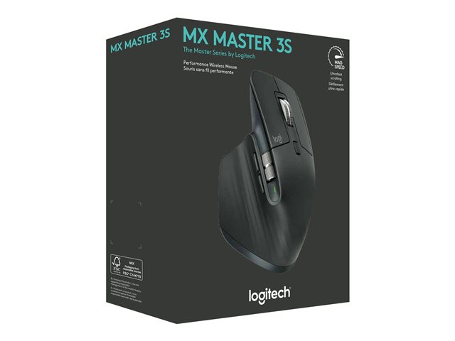 Logitech Master Series MX Master 3S - Bluetooth Edition - mouse - ergonomic - right-handed - optical - 7 buttons - wireless - Bluetooth - graphite