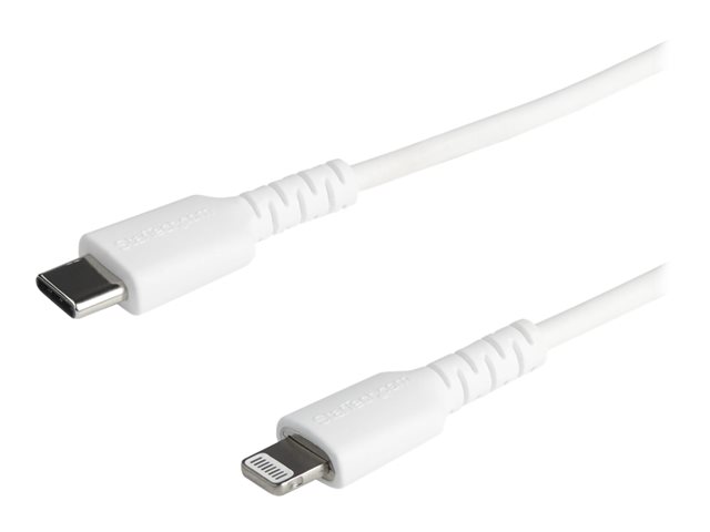 StarTech.com (1m) Durable White USB-C to Lightning Cable, Heavy Duty Rugged Aramid Fiber USB Type A to Lightning Charger/Sync Power Cord, Apple MFi Certified iPad/iPhone 12 Pro Max - iPhone 7/8/11/11 Pro - Lightning cable - Lightning male to 24 pin USB-C male - 1 m - white