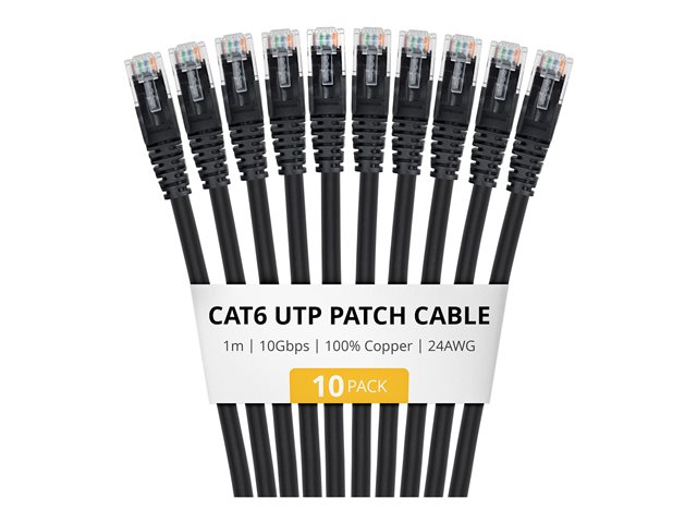 1m Cat6 Cable 10 Pack - Black